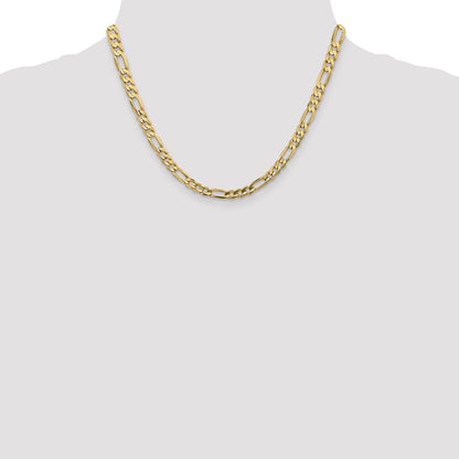 14K Yellow Gold 18 Inch 5.5mm Concave Open Figaro With Lobster Clasp Chain Necklace