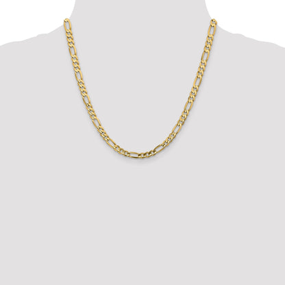 14K Yellow Gold 20 Inch 5.5mm Concave Open Figaro With Lobster Clasp Chain Necklace