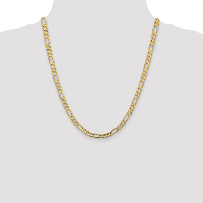 14K Yellow Gold 22 Inch 5.5mm Concave Open Figaro With Lobster Clasp Chain Necklace