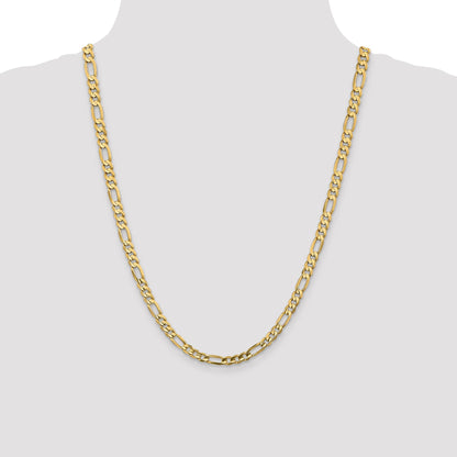 14K Yellow Gold 24 Inch 5.5mm Concave Open Figaro With Lobster Clasp Chain Necklace