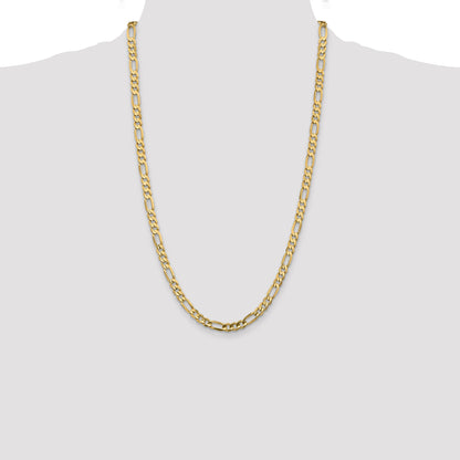 14K Yellow Gold 26 Inch 5.5mm Concave Open Figaro With Lobster Clasp Chain Necklace