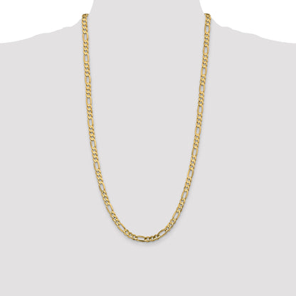 14K Yellow Gold 28 Inch 5.5mm Concave Open Figaro With Lobster Clasp Chain Necklace