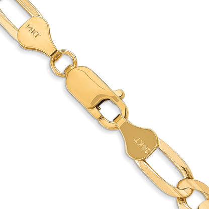 14K Yellow Gold 26 Inch 6mm Concave Open Figaro With Lobster Clasp Chain Necklace