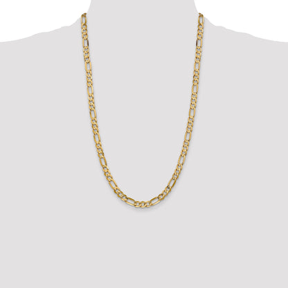 14K Yellow Gold 26 Inch 6mm Concave Open Figaro With Lobster Clasp Chain Necklace