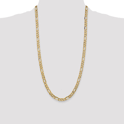 14K Yellow Gold 28 Inch 6mm Concave Open Figaro With Lobster Clasp Chain Necklace