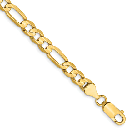14K Yellow Gold 8 Inch 6mm Concave Open Figaro With Lobster Clasp Bracelet