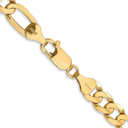 14K Yellow Gold 28 Inch 6.75mm Concave Open Figaro With Lobster Clasp Chain Necklace