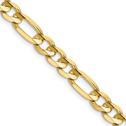 14K Yellow Gold 20 Inch 6.75mm Concave Open Figaro With Lobster Clasp Chain Necklace