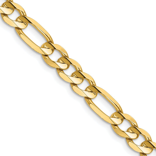 14K Yellow Gold 20 Inch 6.75mm Concave Open Figaro With Lobster Clasp Chain Necklace