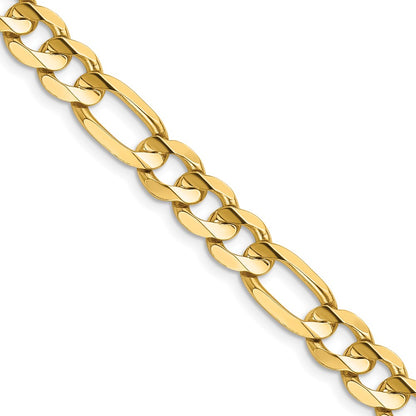 14K Yellow Gold 28 Inch 7.5mm Concave Open Figaro With Lobster Clasp Chain Necklace