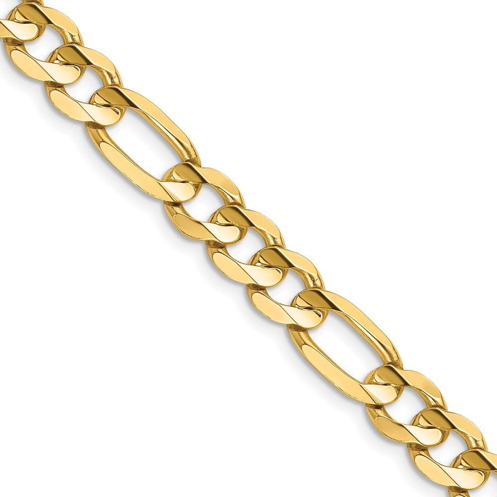 14K Yellow Gold 26 Inch 7.5mm Concave Open Figaro With Lobster Clasp Chain Necklace