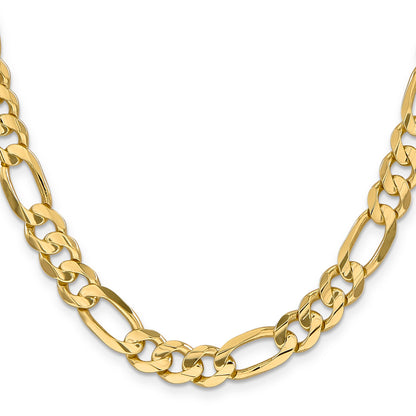 14K Yellow Gold 28 Inch 8.75mm Concave Open Figaro With Lobster Clasp Chain Necklace