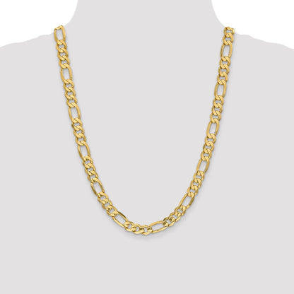 14K Yellow Gold 24 Inch 8.75mm Concave Open Figaro With Lobster Clasp Chain Necklace