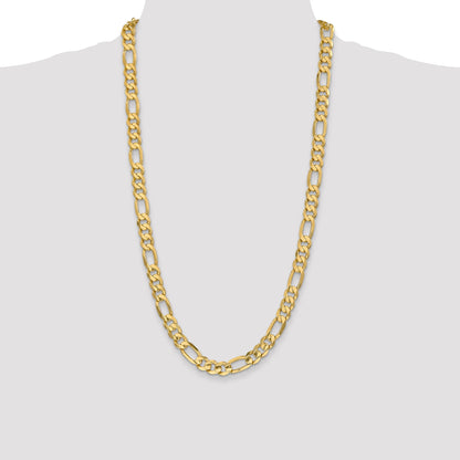 14K Yellow Gold 28 Inch 8.75mm Concave Open Figaro With Lobster Clasp Chain Necklace