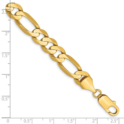 14K Yellow Gold 9 Inch 8.75mm Concave Open Figaro With Lobster Clasp Chain Bracelet