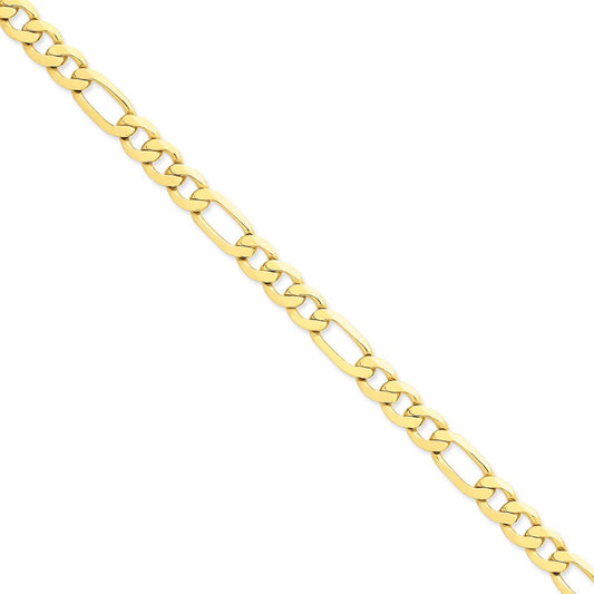 14K Yellow Gold 8 Inch 8.75mm Concave Open Figaro With Lobster Clasp Bracelet