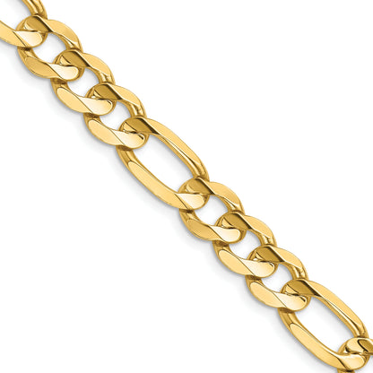 14K Yellow Gold 22 Inch 8.75mm Concave Open Figaro With Lobster Clasp Chain Necklace
