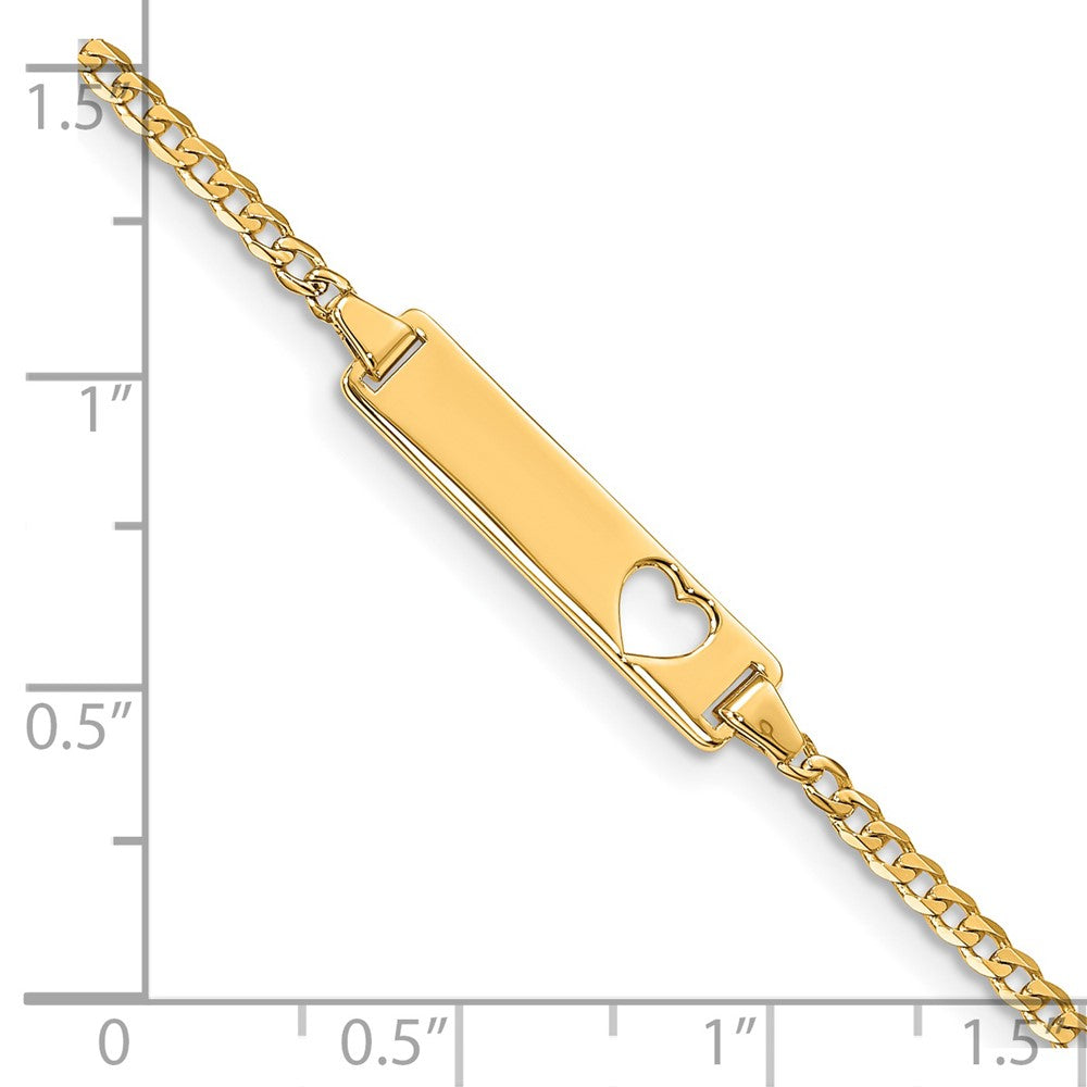 7 Inch 14K Cut-Out Heart Curb Link Id Bracelet