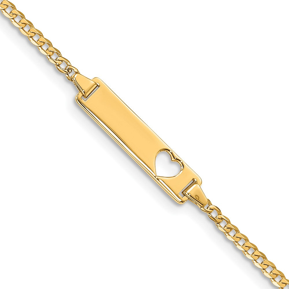 7 Inch 14K Cut-Out Heart Curb Link Id Bracelet