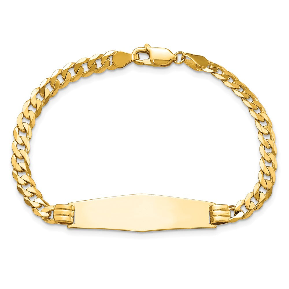 8 Inch 14K Curb Link Soft Diamond Shape Id Bracelet