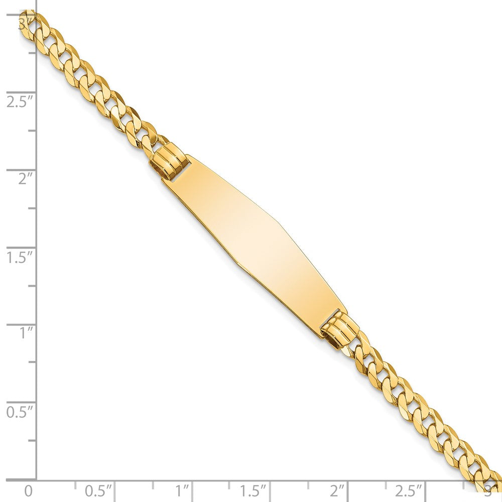 7 Inch 14K Curb Link Soft Diamond Shape Id Bracelet