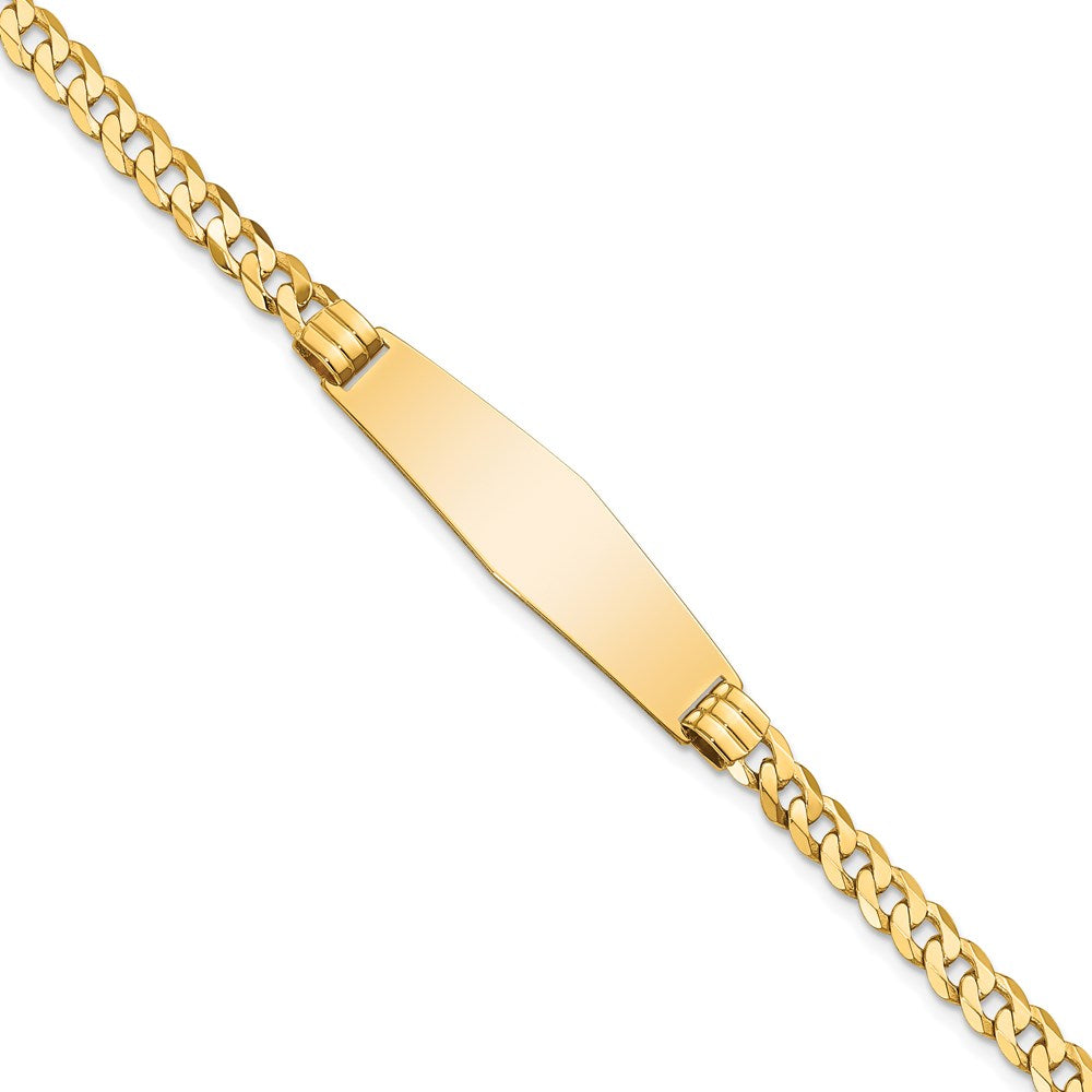 8 Inch 14K Curb Link Soft Diamond Shape Id Bracelet