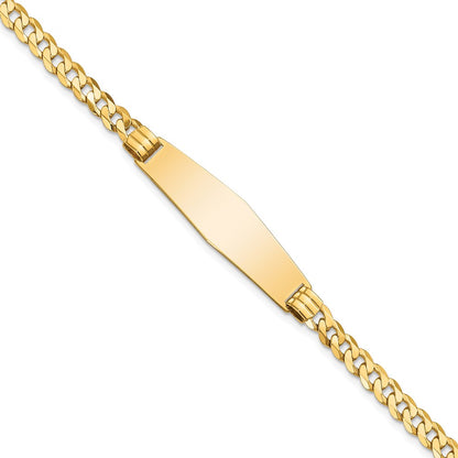 8 Inch 14K Curb Link Soft Diamond Shape Id Bracelet