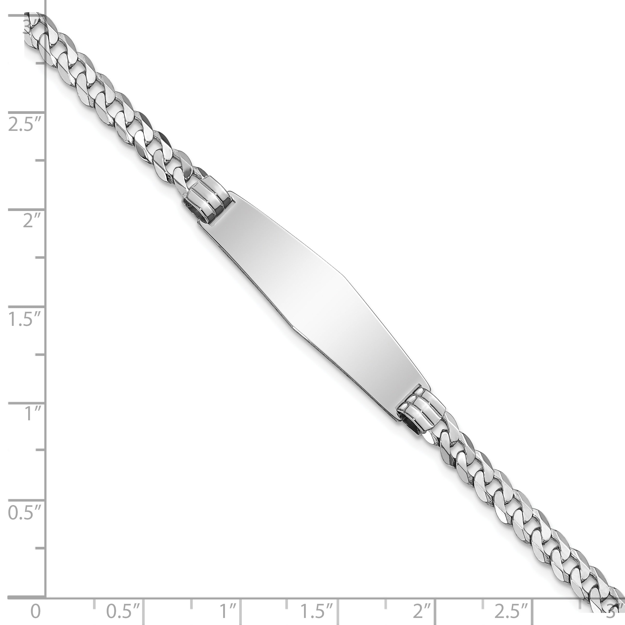 7 Inch 14K Wg Flat Curb Link Soft Diamond Shape Id Bracelet