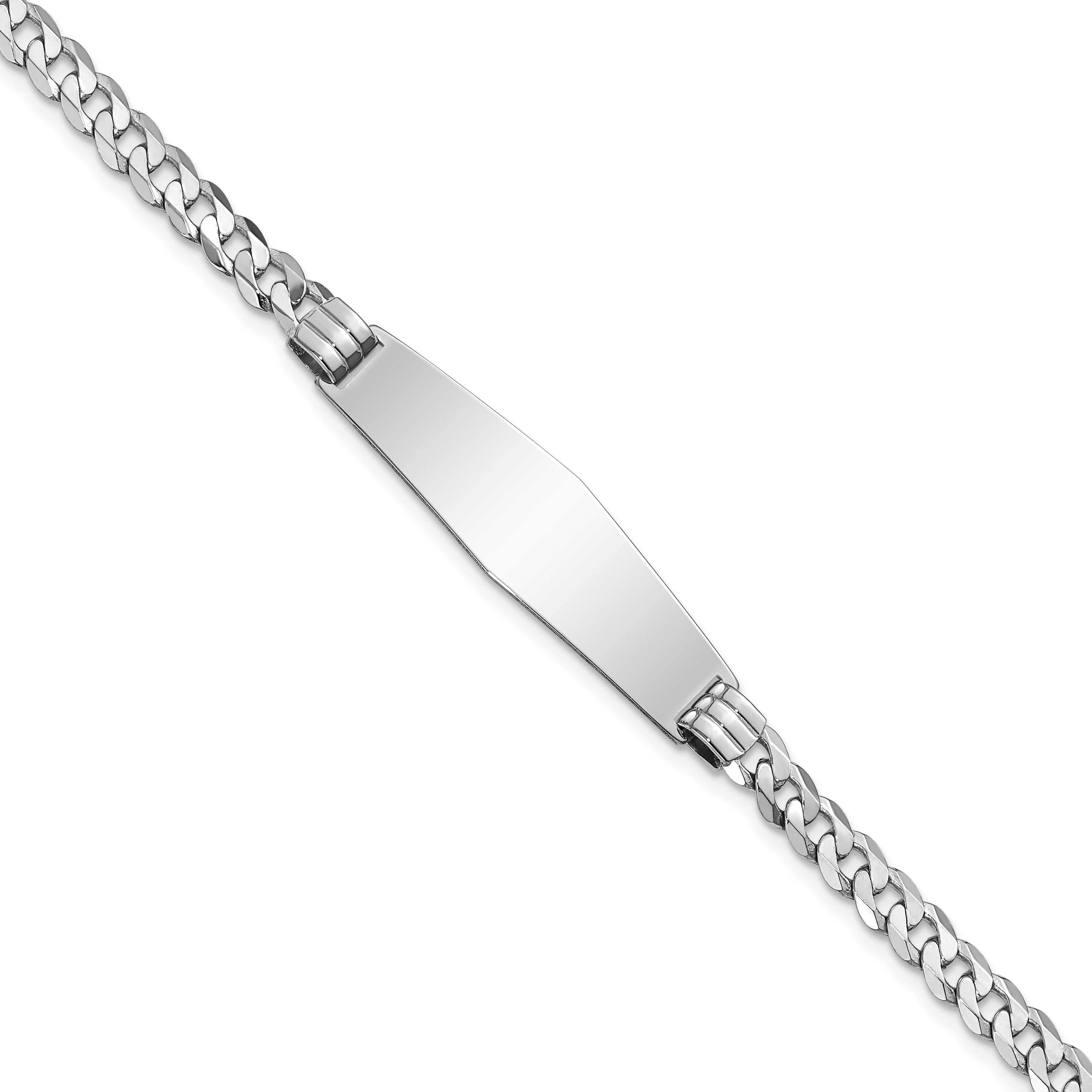7 Inch 14K Wg Flat Curb Link Soft Diamond Shape Id Bracelet