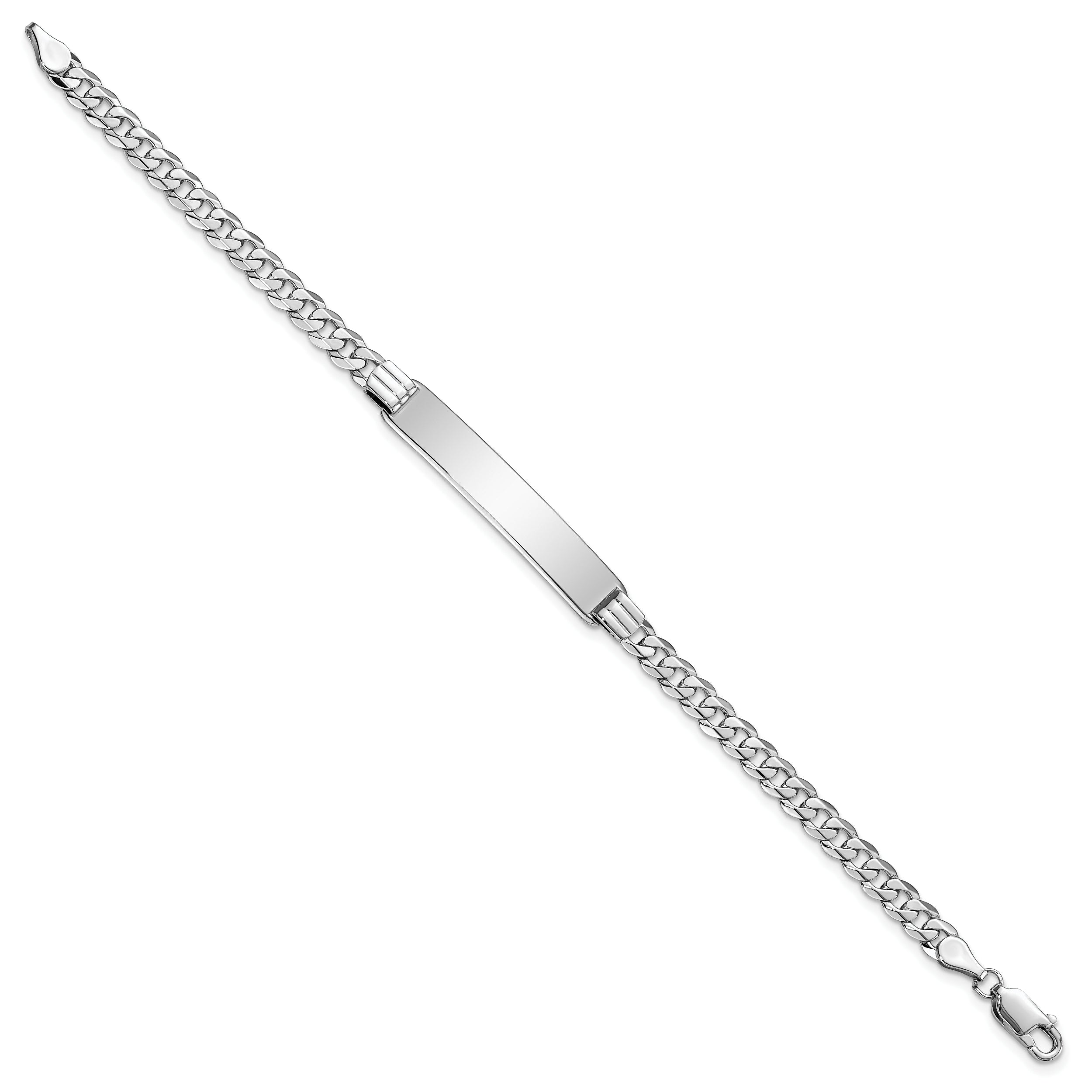 8 Inch 14K Wg Flat Curb Link Id Bracelet