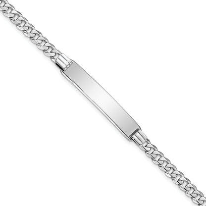 8 Inch 14K Wg Flat Curb Link Id Bracelet