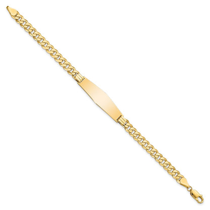 7 Inch 14K Curb Link Soft Diamond Shape Id Bracelet