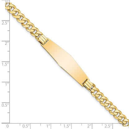 8 Inch 14K Curb Link Soft Diamond Shape Id Bracelet