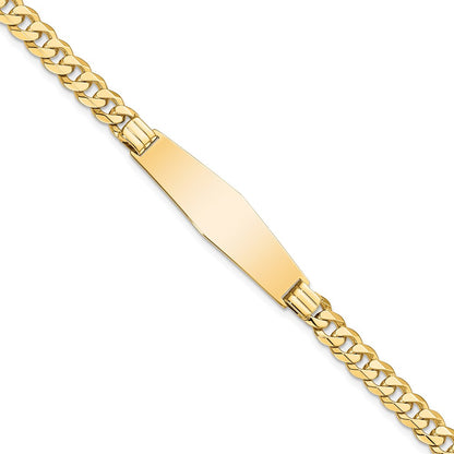 8 Inch 14K Curb Link Soft Diamond Shape Id Bracelet