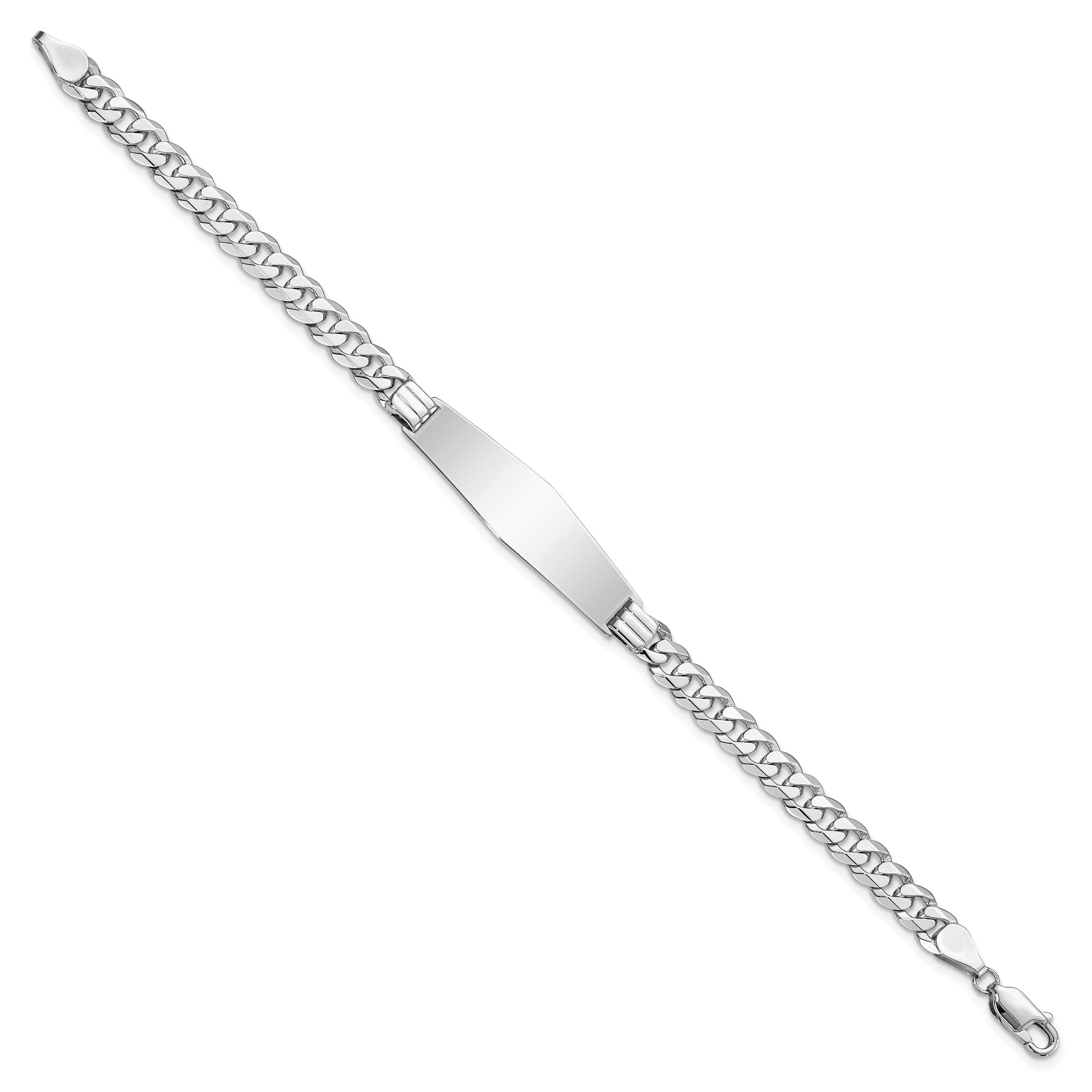 7 Inch 14K Wg Flat Curb Link Soft Diamond Shape Id Bracelet