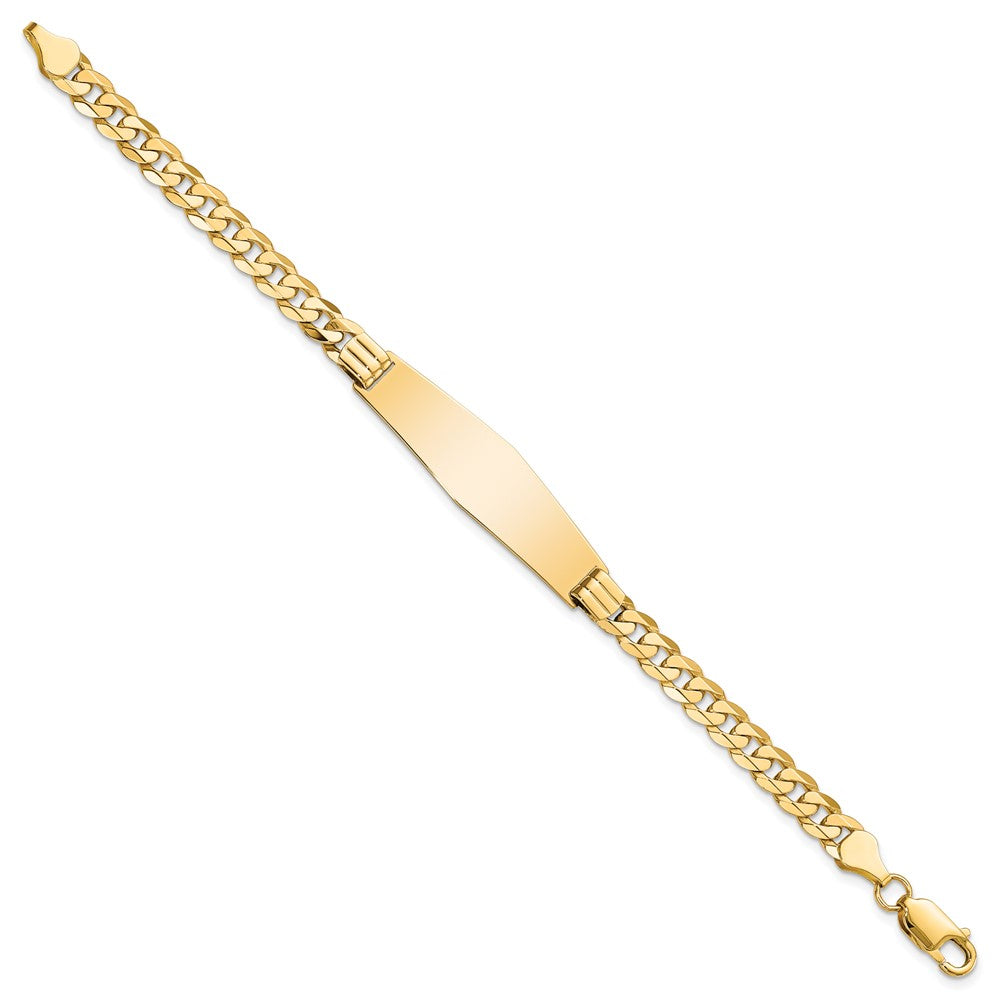 7 Inch 14K Curb Link Soft Diamond Shape Id Bracelet