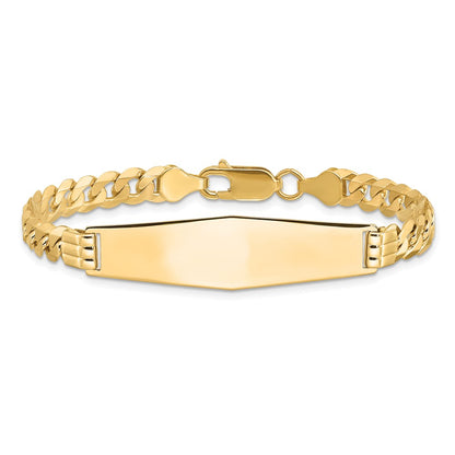 7 Inch 14K Curb Link Soft Diamond Shape Id Bracelet