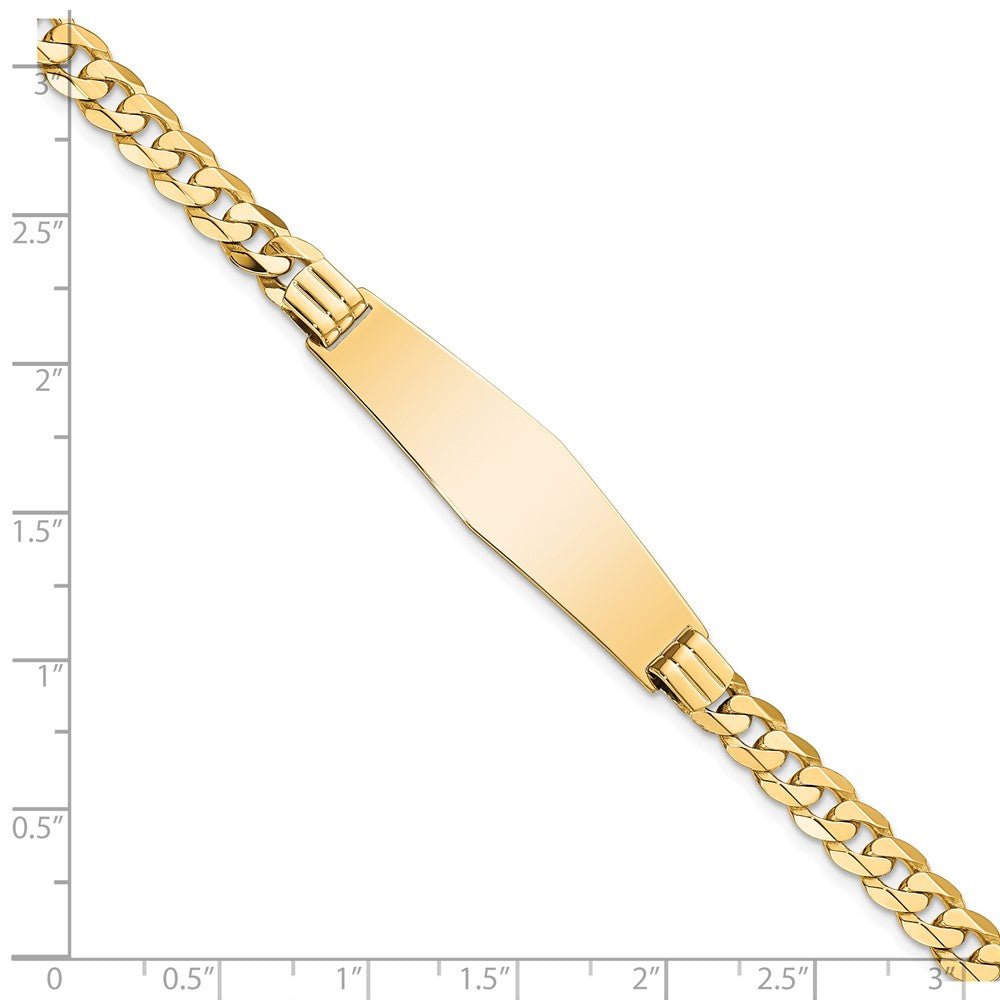 7 Inch 14K Curb Link Soft Diamond Shape Id Bracelet