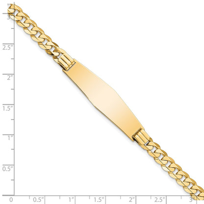 7 Inch 14K Curb Link Soft Diamond Shape Id Bracelet