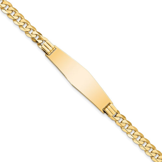 7 Inch 14K Curb Link Soft Diamond Shape Id Bracelet