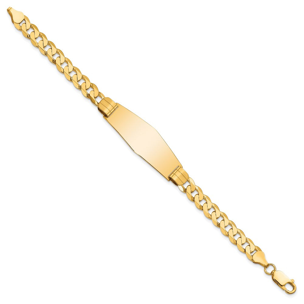 7 Inch 14K Curb Link Soft Diamond Shape Id Bracelet