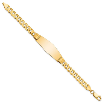 7 Inch 14K Curb Link Soft Diamond Shape Id Bracelet