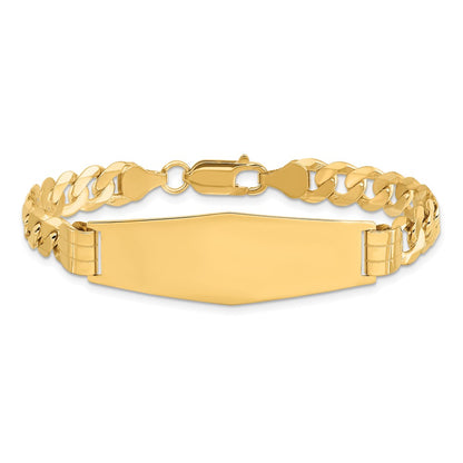 7 Inch 14K Curb Link Soft Diamond Shape Id Bracelet