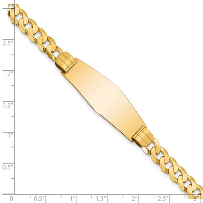 7 Inch 14K Curb Link Soft Diamond Shape Id Bracelet