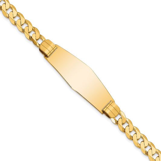 7 Inch 14K Curb Link Soft Diamond Shape Id Bracelet