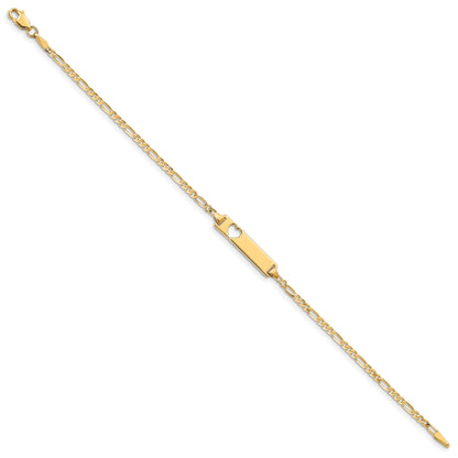 7 Inch 14K Cut-Out Heart Figaro Link Id Bracelet