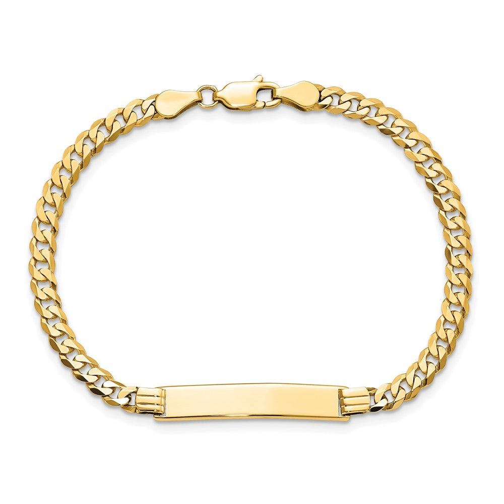 8 Inch 14K Flat Curb Link Id Bracelet