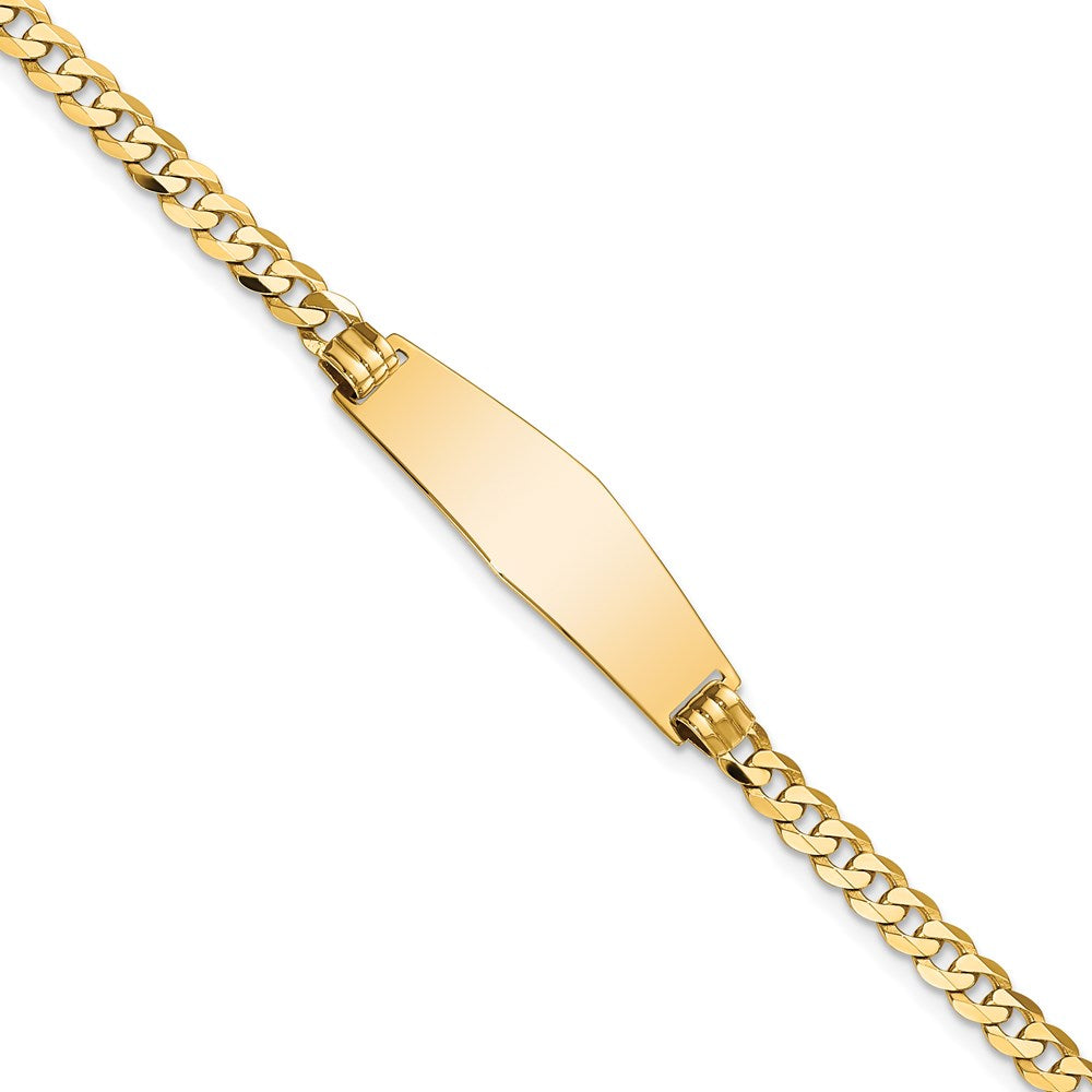 7 Inch 14K Soft Diamond Shape Flat Curb Link Id Bracelet
