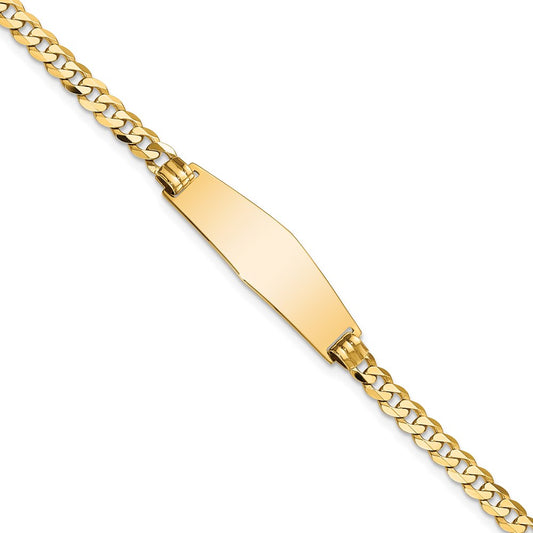 7 Inch 14K Soft Diamond Shape Flat Curb Link Id Bracelet
