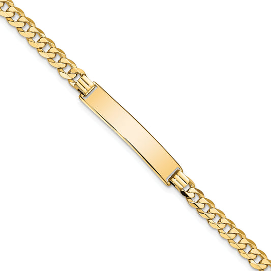 8 Inch 14K Flat Curb Link Id Bracelet